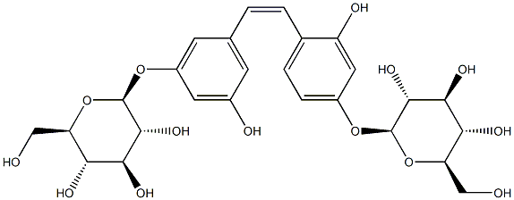 beta-D-Glucopyranoside 3-[(1Z)-2-[4-(beta-D-glucopyranosyloxy)-2-hydroxyphenyl]ethenyl]-5-hydroxyphenyl Struktur