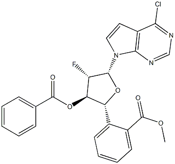 4-Chloro-7-(3,5-di-O-benzoyl-2-deoxy-2-fluoro-beta-D-arabinofuranosyl)-7H-pyrrolo[2.3-d]pyriMidine Struktur