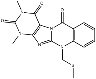 Purino[8,7-b]quinazoline-2,4,6(1H,3H,11H)-trione,  1,3-dimethyl-11-[(methylthio)methyl]- Struktur