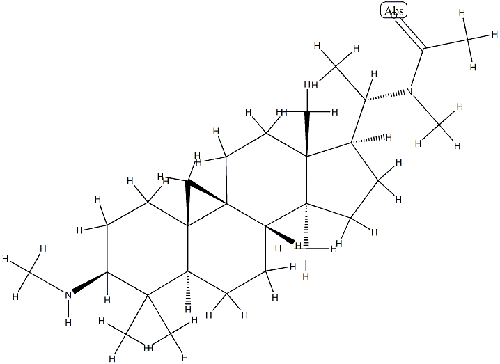 N-Methyl-N-[(20S)-4,4,14-trimethyl-3β-(methylamino)-9β,19-cyclo-5α-pregnan-20-yl]acetamide Struktur