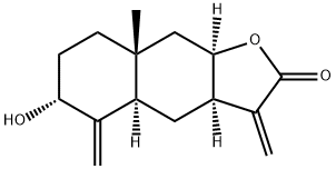 (3aR,4aα,9aα)-Dodecahydro-6α-hydroxy-8aβ-methyl-3,5-bis(methylene)naphtho[2,3-b]furan-2-one Struktur