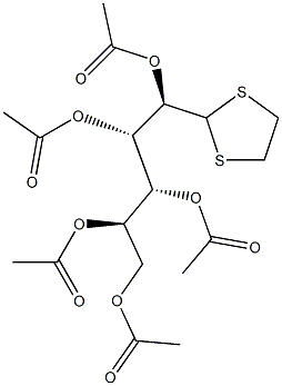 2-O,3-O,4-O,5-O,6-O-Pentaacetyl-D-glucose 1,2-ethanediyl dithioacetal Struktur