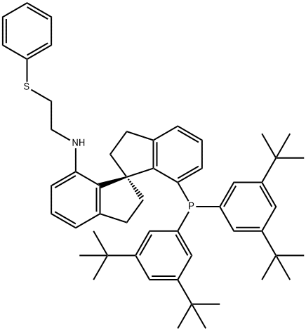 (R)-(+)-7-[N-(2-PHENYLTHIO)ETHYLAMINO]-7'-[BIS(3,5-DI-T-BUTYLPHENYL)PHOSPHINO]-2,2',3,3'-TETRAHYDRO-1,1'-SPIROBINDANE Struktur