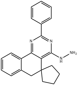 1,3-Phenanthroline, 5,6-dihydro-4-hydrazino-2-phenyl-spiro-5-cyclopent ane- Struktur