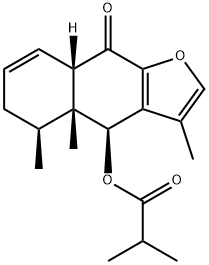 2-Methylpropanoic acid (4S)-4,4a,5,6,8aβ,9-hexahydro-3,4aβ,5β-trimethyl-9-oxonaphtho[2,3-b]furan-4-yl ester Struktur