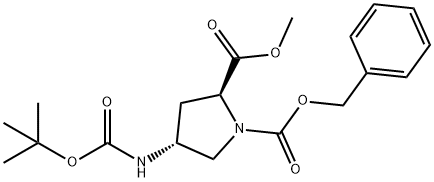 (2S,4R)-1-Benzyl 2-methyl 4-((tert-butoxycarbonyl)amino)pyrrolidine-1,2-dicarboxylate Struktur