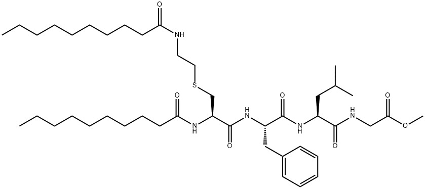 3-[[2-(1-Oxodecylamino)ethyl]thio]-N-(1-oxodecyl)-L-Ala-L-Phe-L-Leu-Gly-OMe Struktur