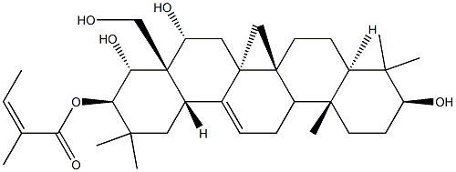 Olean-12-ene-3β,16α,21β,22α,28-pentol 21-[(Z)-2-methyl-2-butenoate] Struktur