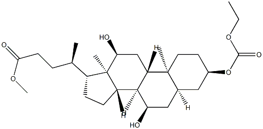 3α-Ethoxycarbonyloxy-7α,12α-dihydroxy-5β-cholan-24-oic acid methyl ester Struktur