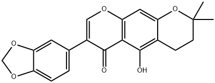 7-(1,3-Benzodioxol-5-yl)-3,4-dihydro-5-hydroxy-2,2-dimethyl-2H,6H-benzo[1,2-b:5,4-b']dipyran-6-one Struktur