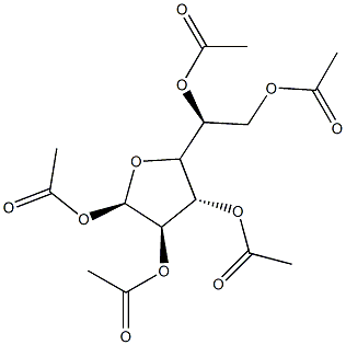 1-O,2-O,3-O,5-O,6-O-Pentaacetyl-α-D-galactofuranose Struktur