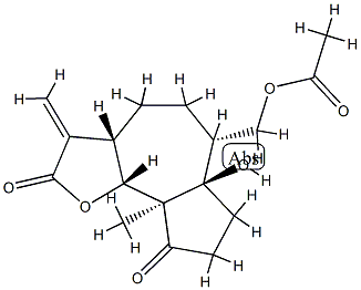 (3aS,9bβ)-Dodecahydro-6α-acetoxymethyl-6aβ-hydroxy-9aα-methyl-3-methyleneazuleno[4,5-b]furan-2,9-dione Struktur