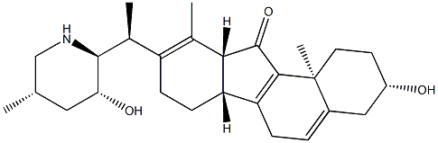 8,9,13,17-Tetradehydro-12α,13-dihydro-3β,23β-dihydroxyveratraman-11-one Struktur