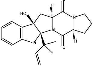 (5aS,13aβ)-11aα-(1,1-Dimethyl-2-propenyl)-6aα-hydroxy-2,3,6,6a,11,11a-hexahydro-1H-pyrrolo[1'',2'':4',5']pyrazino[1',2':1,5]pyrrolo[2,3-b]indole-5,13(5aH,13aH)-dione Struktur