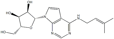 N-(3-Methyl-2-butenyl)-7-β-D-ribofuranosyl-7H-pyrrolo[2,3-d]pyrimidin-4-amine Struktur