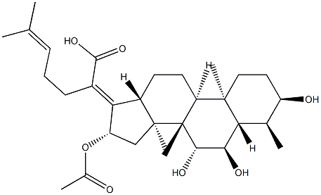 (17Z,8α,9β,13α,14β)-29-Nor-16β-acetoxy-3α,6α,7β-trihydroxydammara-17(20),24-dien-21-oic acid Struktur