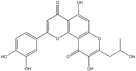 (-)-2-(3,4-Dihydroxyphenyl)-5,9-dihydroxy-8-(2-hydroxypropyl)-4H,10H-benzo[1,2-b:3,4-b']dipyran-4,10-dione Struktur