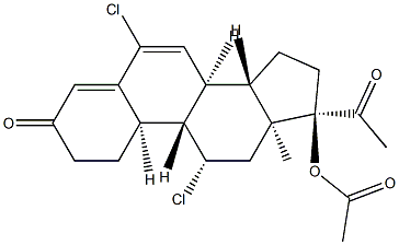 6,11β-Dichloro-17-hydroxy-19-norpregna-4,6-diene-3,20-dione acetate Struktur