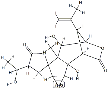 3,4,1'a,1'b,5',6',6'a,7'a-Octahydro-1'b,6'-dihydroxy-4-(1-hydroxyethyl)-6'a-methyl-8'-(1-methylvinyl)spiro[furan-2(5H),7'-[2,5]methano[7H]oxireno[3,4]cyclopent[1,2-d]oxepine]-3',5(2'H)-dione Struktur