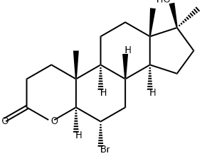 6α-Bromo-17β-hydroxy-17α-methyl-4-oxa-5α-androstan-3-one Struktur