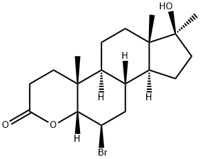 6β-Bromo-17β-hydroxy-17α-methyl-4-oxa-5β-androstan-3-one Struktur