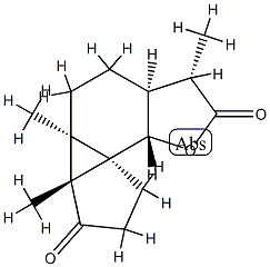 (3aR,8bR)-3a,3b,4,5,5aα,8aβ-Hexahydro-3aβ,3bα,6α-trimethyl-1H-cyclopenta[2,3]cyclopropa[1,2-g]benzofuran-3,7(2H,6H)-dione Struktur