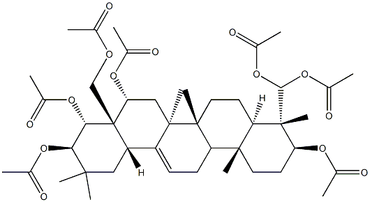 5α-Olean-12-ene-3β,16α,21β,22α,23,23,28-heptol heptaacetate Struktur