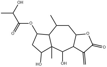 (3aS,4aβ,7aβ)-Dodecahydro-4,5-dihydroxy-7-(2-hydroxy-1-oxopropoxy)-8α-methyl-3-methyleneazuleno[6,5-b]furan-2-one Struktur