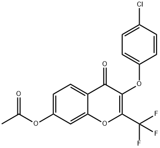 3-(4-chlorophenoxy)-4-oxo-2-(trifluoromethyl)-4H-chromen-7-yl acetate Struktur