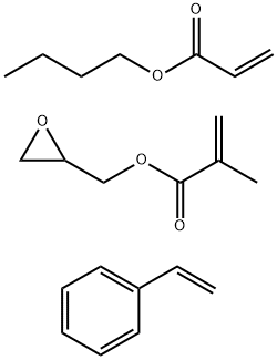 2-Propenoic acid, 2-methyl-, oxiranylmethyl ester, polymer with butyl 2-propenoate and ethenylbenzene Struktur