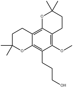 6-(3-Hydroxypropyl)-3,4,9,10-tetrahydro-5-methoxy-2,2,8,8-tetramethyl-2H,8H-benzo[1,2-b:3,4-b']dipyran Struktur