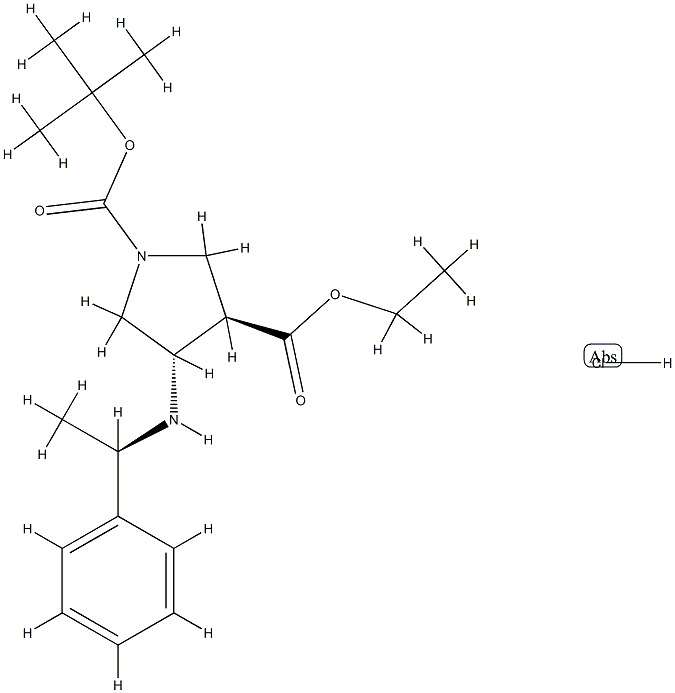 1,3-Pyrrolidinedicarboxylic acid, 4-[[(1R)-1-phenylethyl]aMino]-, 1-(1,1-diMethylethyl) 3-ethyl ester, hydrochloride (1:1), (3R,4S)- Structure