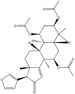 (13α,17α)-1α,3α,7α-Tris(acetyloxy)-21,23-epoxy-4,4,8-trimethyl-24-nor-5α-chola-14,20,22-trien-16-one Struktur