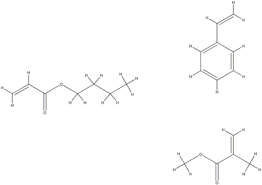 2-Propenoic acid, 2-methyl-, methyl ester, polymer with butyl 2-propenoate and ethenylbenzene Struktur