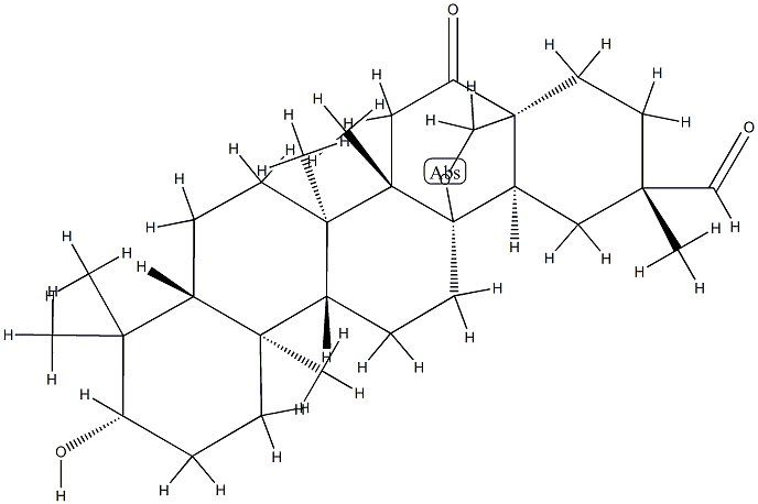 (20S)-13,28-Epoxy-3β-hydroxy-16-oxooleanan-30-al Struktur