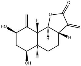 (3aS,9aβ,9bα)-3aβ,4,5,5a,6,7,8,9,9a,9b-Decahydro-6β,8β-dihydroxy-5aα-methyl-3,9-bis(methylene)naphtho[1,2-b]furan-2(3H)-one Struktur