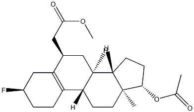 3α-Fluoro-17β-acetoxyestr-5(10)-ene-6β-methanol acetate Struktur