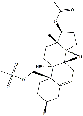 3β-Fluoroandrost-5-ene-17β,19-diol 17-acetate 19-methanesulfonate Struktur