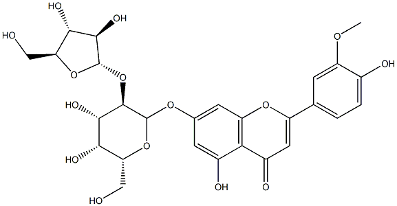 7-[[2-O-(α-L-Arabinofuranosyl)-β-D-galactopyranosyl]oxy]-4',5-dihydroxy-3'-methoxyflavone Struktur