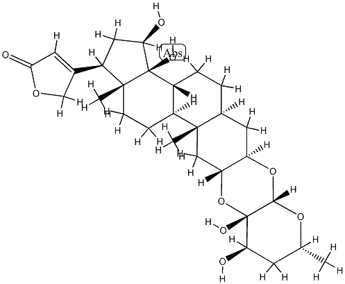 14,15β-Dihydroxy-3β,2α-[[(2S,3S,4R,6R)-tetrahydro-3,4-dihydroxy-6-methyl-2H-pyran-2,3-diyl]bis(oxy)]-5α-card-20(22)-enolide Struktur