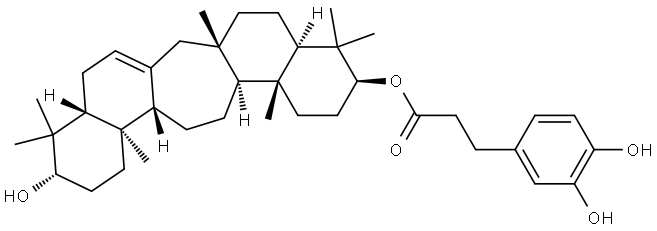 3-(3,4-Dihydroxyphenyl)propanoic acid 21α-hydroxy-β-serrata-14-ene-3β-yl ester Struktur