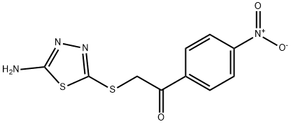 2-[(5-amino-1,3,4-thiadiazol-2-yl)sulfanyl]-1-{4-nitrophenyl}ethanone Struktur