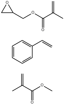 2-Propenoic acid, 2-methyl-, methyl ester, polymer with ethenylbenzene and oxiranylmethyl 2-methyl-2-propenoate Struktur