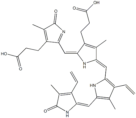 12,17-Divinyl-1,19,23,24-tetrahydro-2,8,13,18-tetramethyl-1,19-dioxo-21H-biline-3,7-dipropionic acid Struktur