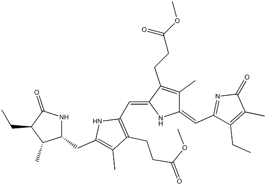 (2R,3R,4R)-2,17-Diethyl-1,2,3,4,5,19,23,24-octahydro-3,7,13,18-tetramethyl-1,19-dioxo-21H-biline-8,12-dipropionic acid dimethyl ester Struktur