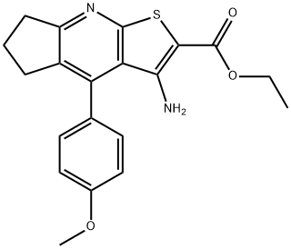 ethyl 3-amino-4-(4-methoxyphenyl)-6,7-dihydro-5H-cyclopenta[b]thieno[3,2-e]pyridine-2-carboxylate Struktur