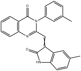 2-[(5-methyl-2-oxo-1,2-dihydro-3H-indol-3-ylidene)methyl]-3-(3-methylphenyl)-4(3H)-quinazolinone Struktur