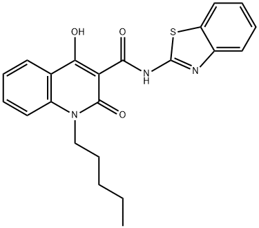 N-(1,3-benzothiazol-2-yl)-4-hydroxy-2-oxo-1-pentyl-1,2-dihydro-3-quinolinecarboxamide Struktur