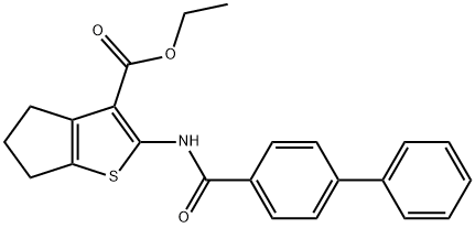 ethyl 2-([1,1-biphenyl]-4-carboxamido)-5,6-dihydro-4H-cyclopenta[b]thiophene-3-carboxylate Struktur