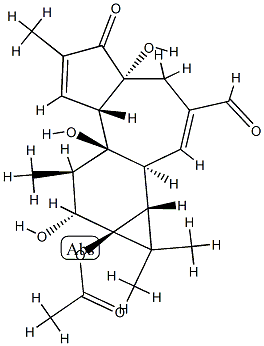 (1aR)-9aα-Acetyloxy-1aα,1bβ,4,4a,5,7aα,7b,8,9,9a-decahydro-4aβ,7bα,9β-trihydroxy-1,1,6,8α-tetramethyl-5-oxo-1H-cyclopropa[3,4]benz[1,2-e]azulene-3-carbaldehyde Struktur